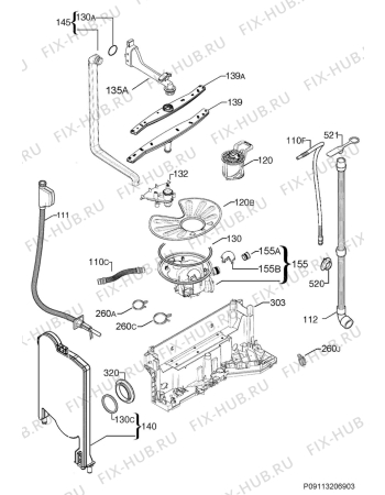 Взрыв-схема посудомоечной машины Electrolux ESL5315LO - Схема узла Hydraulic System 272